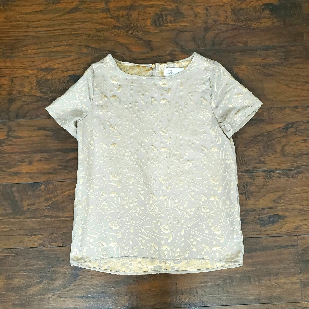 Isani Size S Metallic Gold Blouse
